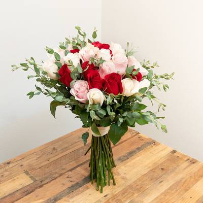 Array of Roses Wrapped Bouquet